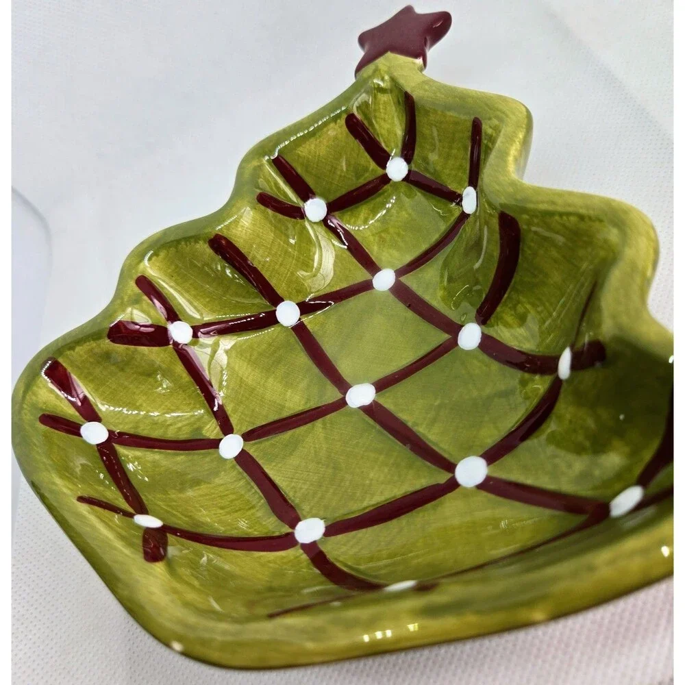 Pottery Barn Christmas Tree Candy Dishes Set of 4 Ceramic Holiday